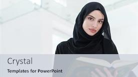  Presentation with feast - Colorful PPT theme enhanced with young-traditional-muslim-woman-reading backdrop and a lemonade colored foreground