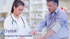  Presentation with taking the blood pressure in black women - Theme enhanced with young trainee taking blood pressure background and a sky blue colored foreground