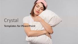  Presentation with tranquil - Colorful theme enhanced with young tranquil female embracing pillow backdrop and a lemonade colored foreground