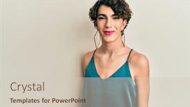  Presentation with transgender - Colorful slide set enhanced with young-transgender-man-wearing-make backdrop and a soft green colored foreground