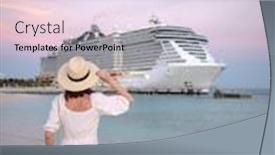  Presentation with cruise ship - Amazing slides having young-traveler-by-the-cruise backdrop and a sky blue colored foreground