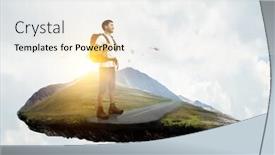  Presentation with traveler - Amazing presentation design having young-traveler-exploring-the-world backdrop and a white colored foreground