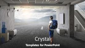  Presentation with traveler - Presentation design enhanced with young-traveler-exploring-the-world background and a dark gray colored foreground