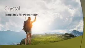  Presentation with traveler - Slide set featuring young-traveler-exploring-the-world background and a sky blue colored foreground