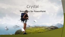  Presentation with traveler - Presentation theme having young-traveler-exploring-the-world background and a light gray colored foreground