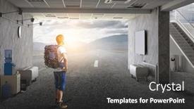 Presentation with traveler - Presentation design consisting of young-traveler-exploring-the-world background and a dark gray colored foreground