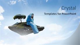  Presentation with traveler - Slide deck having young-traveler-in-sleeping-bag background and a light blue colored foreground