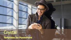  Presentation with traveler - PPT layouts featuring young traveler on an airport background and a tawny brown colored foreground