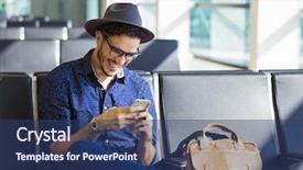  Presentation with airport facial recognition - Amazing theme having young traveler on an airport backdrop and a ocean colored foreground