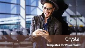  Presentation with traveler - Beautiful slides featuring young traveler on an airport backdrop and a tawny brown colored foreground