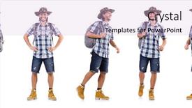  Presentation with condolence white wax candle - Beautiful PPT theme featuring young traveler with rucksack isolated backdrop and a lemonade colored foreground