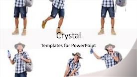  Presentation with history earth globe isolated white - Cool new presentation with young traveler with rucksack isolated backdrop and a  colored foreground