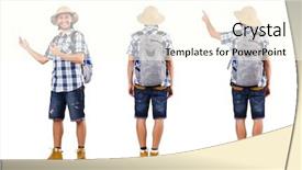  Presentation with traveler - Audience pleasing PPT theme consisting of young traveler with rucksack isolated backdrop and a cream colored foreground