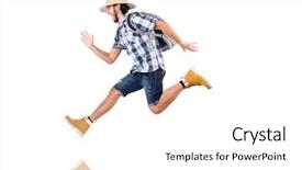  Presentation with traveler - Theme with young traveler with rucksack isolated on white background and a white colored foreground