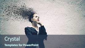  Presentation with ideas - PPT theme with young troubled businesswoman thinking over the ideas background and a ocean colored foreground