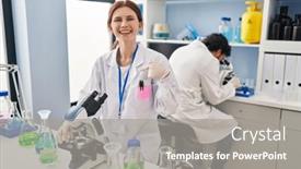  Presentation with young happy people smiling - Slides with young-two-people-working background and a gray colored foreground