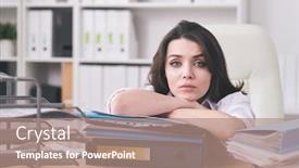  Presentation with accountant - Presentation theme with young-unhappy-female-accountant background and a coral colored foreground