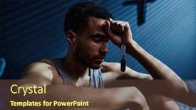  Presentation with unhappy - Presentation theme having young-unhappy-man-with-post background and a tawny brown colored foreground