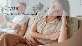  Presentation with lonely - PPT theme consisting of young-upset-and-lonely-wife background and a light gray colored foreground