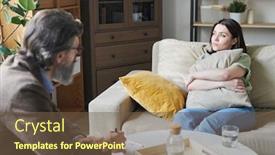  Presentation with upset - Presentation theme with young-upset-female-with-pillow background and a tawny brown colored foreground