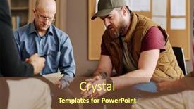  Presentation with upset - Slides enhanced with young-upset-man-describing-traumatic background and a tawny brown colored foreground