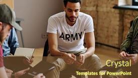  Presentation with ethnic - Presentation design consisting of young-upset-multi-ethnic-man background and a tawny brown colored foreground