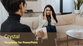  Presentation with upset - Slide set consisting of young-upset-woman-sitting background and a tawny brown colored foreground