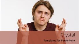  Presentation with good luck - Slides featuring young-upset-worried-man-holding background and a red colored foreground