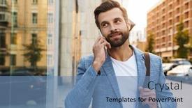  Presentation with urban - Beautiful slide deck featuring young-urban-businessman-on-smart backdrop and a teal colored foreground