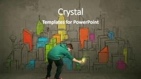  Presentation with urban - PPT theme featuring young urban painter drawing colorful background and a gray colored foreground