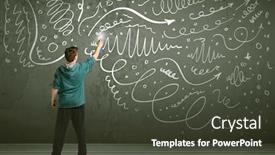  Presentation with urban - PPT layouts having young urban painter drawing curly lines and arrows on the wall background and a dark gray colored foreground