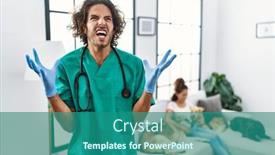  Presentation with dogs - Theme consisting of young-veterinarian-man-checking-dogs background and a ocean colored foreground