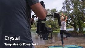  Presentation with videographer - Beautiful slides featuring young videographer with gimball video backdrop and a dark gray colored foreground