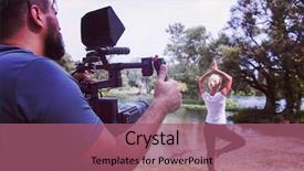  Presentation with nature river - Theme enhanced with young videographer with gimball video background and a violet colored foreground