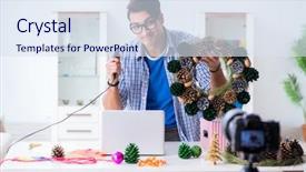  Presentation with events and decoration presentation - Theme having young vlogger recording video doing background and a sky blue colored foreground