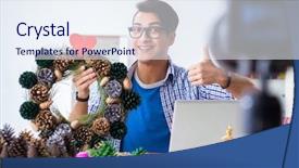  Presentation with recording - Slide deck featuring young vlogger recording video doing background and a sky blue colored foreground