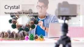  Presentation with recording - Cool new theme with young vlogger recording video doing backdrop and a lemonade colored foreground