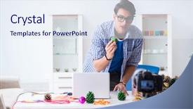  Presentation with recording - PPT layouts enhanced with young vlogger recording video doing background and a  colored foreground