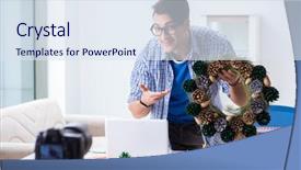  Presentation with recording - Amazing presentation theme having young vlogger recording video doing backdrop and a sky blue colored foreground