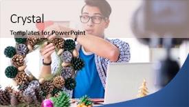  Presentation with events and decoration presentation - Audience pleasing theme consisting of young vlogger recording video doing backdrop and a lemonade colored foreground