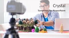  Presentation with events and decoration presentation - PPT layouts enhanced with young vlogger recording video doing background and a white colored foreground