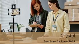  Presentation with volunteer - Theme enhanced with young-volunteer-with-packed-parcel background and a coral colored foreground