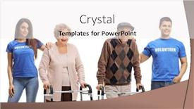  Presentation with helping seniors - Beautiful presentation design featuring young-volunteers-helping-seniors backdrop and a white colored foreground
