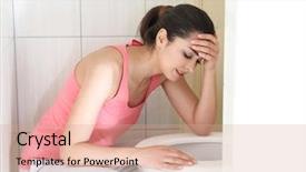  Presentation with vomiting - Beautiful PPT theme featuring young vomiting woman near toilet backdrop and a coral colored foreground