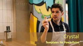  Presentation with quality of life at work - Slide deck featuring young-waiter-checking-the-quality background and a tawny brown colored foreground