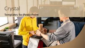  Presentation with courier bag - Presentation theme having young-waiter-helping-courier background and a lemonade colored foreground