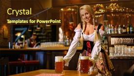  Presentation with waitress - Slides featuring young waitress with beer mugs background and a tawny brown colored foreground