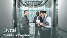  Presentation with elevator - Colorful slide deck enhanced with young-well-dressed-male-entrepreneur backdrop and a gray colored foreground