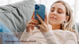  Presentation with home - Presentation having young-white-blond-woman-using background and a coral colored foreground