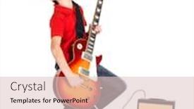  Presentation with emotions - Amazing slide set having young white boy sings and plays on the electric guitar with bright emotions isolated on white background backdrop and a lemonade colored foreground